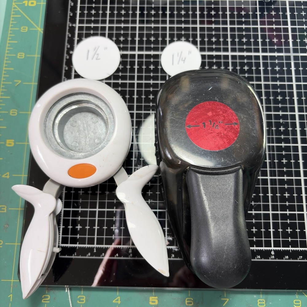Lot 2 Circle Paper Punches Fiskars Paper Shapers 1.5" 1.25" Scrapbook Craft